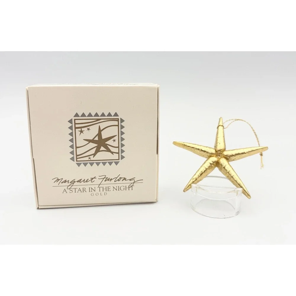 Margaret Furlong A Star In The Night Gold Leaf Porcelain Christmas Ornament VTG
